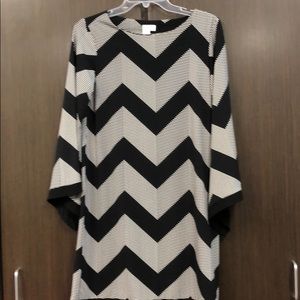 Emma & Michele Black and White Chevron Dress